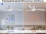 52 Inch Modern Ceiling Fan With 3 Color Dimmable Solid Wood Blades Remote Control Reversible DC W934P152321