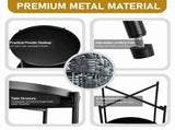2-Tier Patio Side Table, Outdoor Metal Round Small Coffee Table with Removable Tray, Weather 59958728
