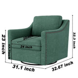 360 Degree Swivel Armchair Cotton linen skin-friendly fabric Ergonomic design Brass nail decorative W2113127462