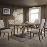Beige and Weathered Oak Tufted Back Side Chairs B062P182708
