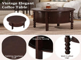 Vintage Round Coffee Table Storage in 30.3" for Living Room, Mid Century Modern Cocktail Table N735P277387D
