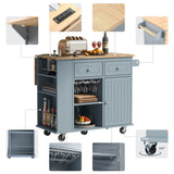 Kitchen Island with Power Outlet,Kitchen Storage Island with Drop Leaf Rubber Wood,Open Storage WF305556AAG