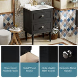 24'' Bathroom Vanity with Ceramic Sink Combo Set, Solid Wood Frame Modern Bathroom Storage N710P195621B