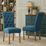 Habit Solid Wood Tufted Parsons Dining Chair, Set of 2, Blue T2574P164541