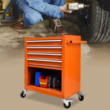 4 DRAWERS MULTIFUNCTIONAL TOOL CART WITH WHEELS-ORANGE W1102111135