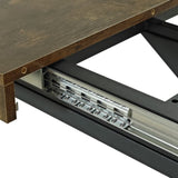 55.11" -70.86"Retro Rectangular Stretch Dining Table, Antique Wood Top And Black Relief Plate, Black W757P147831