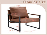 Set of 1 Classic Brown PU Leather and Metal Frame Sofa -Ergonomically designed, a perfect blend of W3875P378627