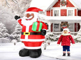 7 FT Lighted Christmas Inflatable Decoration, Inflatable Black Santa Claus Holding Gift, Funny Blow 23214624
