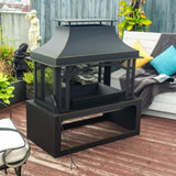 Steel wood outdoor fireplace garden wood burning chimney W853P166784