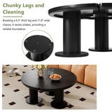 ON-TREND 39.4'' Easy Assembly Round Petal-Shaped Coffee Table, Cream Style Center Table with 3 N721P190396B