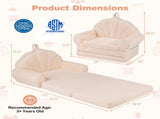 2-in-1 Flip Open Kids Sofa Lounger, Teddy Fleece Toddler Couch with Carry Handle for Ages 3 51601904