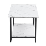 Coffee Table, 2 Layers 1.5cm Thick Marble MDF Rectangle 39.37" L Tabletop Iron Coffee Table , Dining 83238180