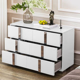 Elegant Modern Dresser with Metal Handle,Mirrored Storage Cabinet with 6 Drawers for Bedroom,Living WF319354AAK