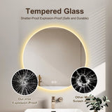 32'' LED Round LED Bathroom Mirror with Lights-Wall Mount Vanity, Anti-Fog, 3 Color Temperature W2709P242511