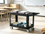 550 lbs Utility Cart, 31.3 x 17.7 Inch 2-Shelf Heavy Duty Plastic Service Cart with 360&deg Swivel 77985819