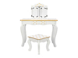 Three Fold Mirror Single Drawing Curved Foot Children Dressing Table Yellow Dots 13820391