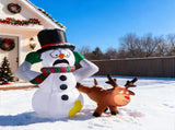 3.5FT Lighted Christmas Inflatable Decoration, Inflatable Snowman and Naughty Reindeer, Funny Blow 66447030