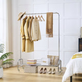Garment Rack with Basket on Wheels Rolling Clothes Rack for Hanging Clothes Heavy Duty Garment W1903P203897