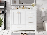 30'' Bathroom Vanity with Ceramic Sink Combo, Solid Wood Frame Bathroom Storage Cabinet, N710P194420K