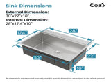 Kitchen Sink 30" x 22" Multifunctional Overmount Workstation Kitchen Sink S304 Stainless Steel T3177P286039