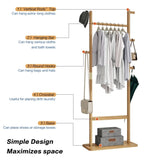 ZNTS Coat Racks solid wood hanger 23.6* 11*64.1in Solid environmental protection easy to assemble W2987P225474