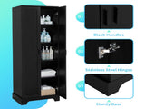 Storage Cabinet with Two Doors for Bathroom, Office, Adjustable Shelf, MDF Board, Black 55344255