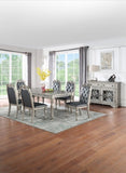 Majestic Formal Set of 2 Side Chairs Grey / Silver Finish Rubberwood Dining Room Furniture Intricate B011138658