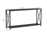 Triamine Board Cross Iron Frame Porch Table Sofa Side Table Black Wood Grain 72302978