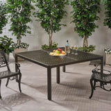 Outdoor Modern Aluminum Dining Table with Woven Accents, Gloss Black 65144.00BZE