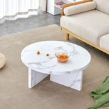 A white MDF material circular patterned coffee a 31.4-inch white center modern coffee W1151131600