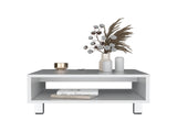 Coffee Table 10.6" H, 1 shelf, 4 legs, White B097P250872