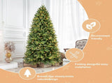 Artificial 6ft Green Christmas Tree with 1032 PE/PVC Mixed Branch Tips, 300L warm white led, memory 31343277