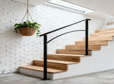 Handrails for Outdoor Steps, Fit 1 or 3 Steps Outdoor Stair Railing, Black Wrought Iron Handrail, W2286P386945