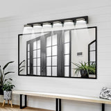 Modern Black LED Vanity Light, 6-Lights Wall Sconce for Bathroom and Mirror, Sleek Minimalist W1340P248798