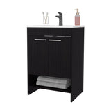 Shell Bathroom Vanity with 2 Doors and Open Storage, Wengue B128P314798