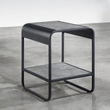 Metal Frame End Table with Bottom Shelf, Concrete Gray and Black B016P323423