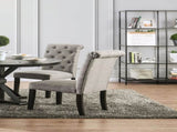 Classic Antique Black / Light Gray Set of 2 Sides Button Tufted Linen Like Fabric Solid wood B011104802