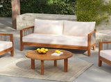 2 Pieces Acacia Wood Patio Furniture Set, Outdoor Unique Tub Design Loveseat with Woven Rope Table, N780P245860G