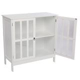 ZNTS FCH Transparent Double Door Side Cabinet White 44876940