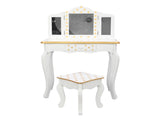 Three Fold Mirror Single Drawing Curved Foot Children Dressing Table Yellow Dots 13820391