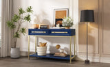 TREXM Entryway Table, Console Table with Two Drawers, Retro Hallway Table with Striking Geometric N715P227910M