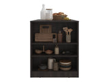 Lacour Kitchen Island, Kitchen Bar Table with 3-Side Shelves, Dark Walnut B097P474295