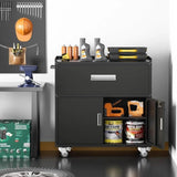 Metal garage cabinets, rolling tool cart boxes with wheels T3421P312356