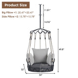 Outdoor Porch Swing Chair Hanging Basket, Hanging Chair with UV Resistant Cushion, Olefin Fabric for 90485341