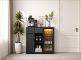51.2" Modern Fluted Bar Cabinet with Fridge Compartment 88982162