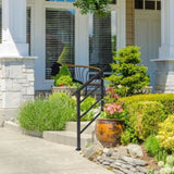 Handrails for Outdoor Steps, Wrought Iron Handrail Fits 1 or 3 Steps, Transitional Handrail with 87420248