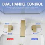 Bathroom Stainless Steel Faucets for Sink 3 Hole Nickel Gold 8 inch Widespread Bathroom Sink Faucet W1932P353492