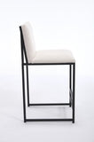 Modern Dining Chairs set of 2, Upholstered Linen cushions and backrest with minimalist craft iron W1249P257008