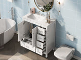 36" White Bathroom Vanity with Ceramic Sink Combo, Abundant Storage Cabinet -2 Soft-close doors and WF319798AAK