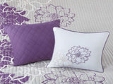 6 Piece Printed Cotton Quilt Set with Throw Pillows Taupe Grey/Purple King/Cal King B03597429